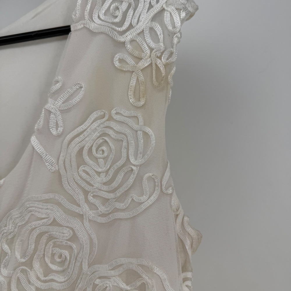 Onyx Nite Maxi Dress Womens 10 Ivory Floral Embroidery Godet Evening Gown Bridal - Picture 10 of 13